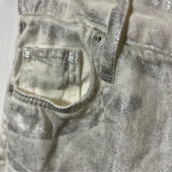 Zara Silver Metalic Jeans Size 2 wide leg - Picture 5 of 14